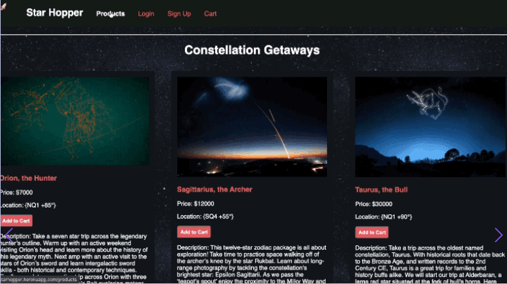 Starhopper - A mock e-commerce website